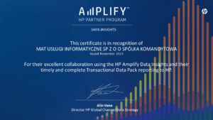 wyróżnienie/ HP Amplify Data Insights award